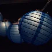 Dark Blue Round Paper Lantern Party String Lights (4" Lanterns, 8FT Black Cord)