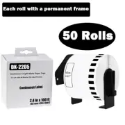 62mmx30.48m 50ROLLS Shipping Label 2-3/7"x100' Compatible Brother QL-800 DK-2205