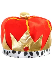 Plush Red Velvet King Crown Costume Hat