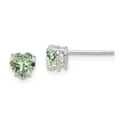 14k White Gold 5mm Heart Green Quartz Earrings