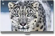 LKHDS Slim Aluminum Alloy Business Card Holder Blue Eyed Snow Leopard Pocket Business Card Case Portable Business Card Wallet Business Card Holders Handheld Card Box for Women Men, style, One size