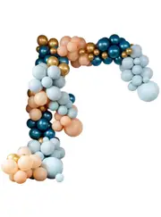 Large Blue Peach And Gold 200 Latex Balloon Arch Kit