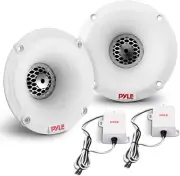 Marine Tweeter Speaker System, One Pair 1Inch PEI White Dome Tweeter with Horn D
