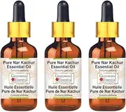 Greenwood Essential Pure Nar Kachur Essential Oil (Curcuma zedoaria) with Glass Dropper 100% Natural Therapeutic Grade Steam Distilled for Personal Care (Pack of Three) 100ml X 3 (10oz)