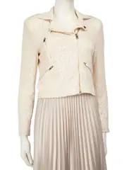 Ecru Sequin Biker Jacket