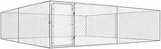 vidaXL Outdoor Dog Kennel – Silver Galvanised Steel Playpen with Lockable Door, Chain-Link Mesh Sidewalls for Ventilation, 4x4x1 m
