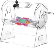 BSRTOP Upgraded Raffle Drum Raffle Ticket Spinner with Handle: Clear Acrylic Rotating Lottery Box with Holder & Lockable Slot for Casino Game - Holds 2000 Tickets