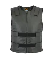 Men Bullet Proof style Vest Leather Motorcycle bikers Club Tactical Vest