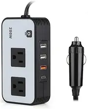 zaqwsx 200W Car Power Inverter, DC 12V to 110V AC Car Plug Adapter Socket with USB Fast Charger 2.4A USB/Laptop Car Charger