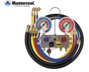 Mastercool 3/8" 4Way Ball Valve R410A Manifold Gauge &150cm Hose 96261-EBA1-G-JT