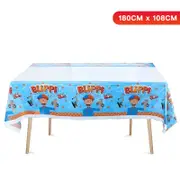 Blippi Theme Plastic Tablecloth Table Cover 180cm x 108cm - Kids Birthday Party Tableware