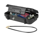 Portable Safe With Number Code, Security Box Waterproof With Removable Wire Rope Safety Safe (Black)