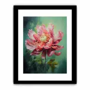 Green Pink Flower Framed print Art Poster