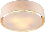 Lexi Lighting Linea Ceiling Light with Linen Fabric Lampshade, Overall Diameter 50cm, Iron Fixture Base, E27 Socket for Bulb, Indoor Flush Mount Ceiling Lamp for Living Room, Bedroom, Kitchen