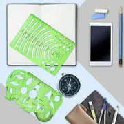 6Pcs Plastic Circles Squares Geometric Template Ruler Stencil Measuring Tool AU