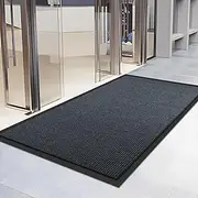 Extra Large Front Door Mat, 5 x 3 Feet Indoor Outdoor Entrance Mat, Heavy Duty Commercial Floor Mats, Non-Slip Rubber Backing Doormat for Entryway, Waterproof, Low-Profile, Easy to Clean