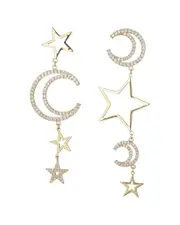 Eye Candy LA The Luxe Collection CZ Celestial Star and Moon Drop Earrings