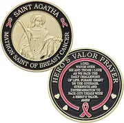 St. Agatha Matron Saint of Breast Cancer Challenge Coin with Prayer 1-Pack (One Coin)