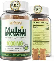 Mullein Leaf Extract 1000mg - Lung Cleanse Immune Support Gummies Pack of 2