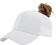 [BBACZZG] Solid Ponytail Hat Baseball Cap Cotton Mesh High Bun Pony Cap Women 56-58cm (22"-23")