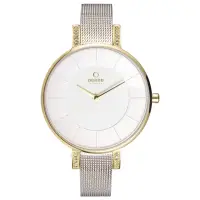 在飛比找momo購物網優惠-【OBAKU】采耀晶鑽簡約腕錶-金色X銀色(V158LEGI