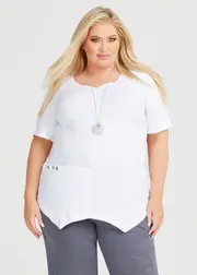 [TS] Taking Shape Natural Eve Spliced Top Size 14 in White, Viscose - Plus Size Women's Clothing White