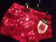 Red Sequin Boyshorts Costume or Dance Adult Brand New With Tags