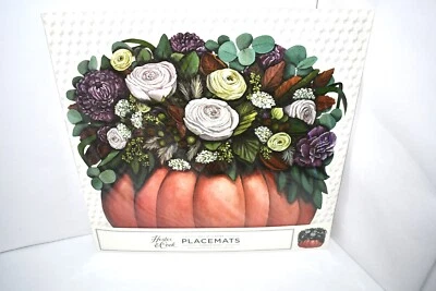 Hester & Cook 12 Die-cut Pumpkin Posey Placemat 15.9" x 15.2" NWT
