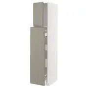 METOD / MAXIMERA hc w p-o func 1dr/4drw, white/Upplöv matt dark beige, 40x60x200 cm