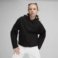 在飛比找momo購物網優惠-【PUMA】外套 女款 運動外套 教練外套 夾克 歐規 黑 