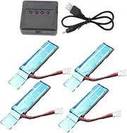 Ysyaxsyt 4PC 3.7V 520MAh 30C Upgraded Li-Po Battery with USB Charger for XK K110 K110S V930 V977 RC Helicopter Spare Parts