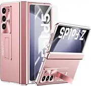 [Miimall] for Samsung Galaxy Z Fold5 Slim Case with Hinge Protection & Screen Protector & Kickstand, Ultra Thin Lightweight Hard Shockproof Cover Case for Galaxy Z Fold5 5G 2023 Rose Gold