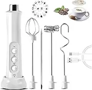 GRARRO USB Electric Milk Frother 3 Speeds Cappuccino Coffee Foamer 3 Whisk Handheld Egg Beater Hot Chocolate Latte Drink