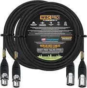 2 Units - 6 Meter - WBC-PRO-Quad Ultra-Silent Ultra-Flexible Balanced Star-Quad Cable with Amphenol Male & Female XLR Plugs & Black Tweed Jacket