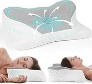 Side Sleeper Pillow Memory Foam Neck Pillow for Neck and Shoulder Pain, Contour Orthopedic Memory Foam Neck Support Pillow for Side Back Sleeper