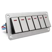 6 Gang Aluminum Rocker Switch Panel - 12V/24V Switch Panel 3 Pin ON/Off Pre-W...