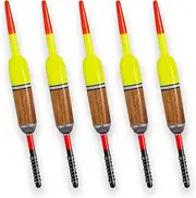 Dr.Fish 5 Pack Weighted Balsa Spring Floats Wood Slip Bobber Spring Fishing Bobbers for Crappie Catfish Trout Walleye Bluegill Panfish