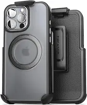 Encased Belt Case for iPhone 16 Pro Max with Holster Clip (Compatible with MagSafe) 360° Magnetic Rotating Ring Stand (Black)
