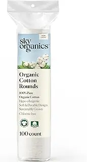 Cotton Rounds Organic by Sky Organics (100 ct.) Fragrance & Chlorine-Free Cotton Pads 100% Biodegradable Ultra Absorbent Cotton Pads Cruelty-Free Natural Make Up Removal & Personal Care