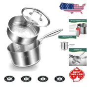 Versatile 3-Quart Steamer Set - Tri-Ply Stainless with Ergonomic Handle