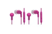 2x Moki Noise Isolation In-Ear Earphones 3.5mm Headset Mic Volume Control Pink
