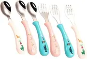 TOGEVAL Self Feeding Spoon Set Training Fork Spoon Lightweight Compact Tableware for Boys and Girls