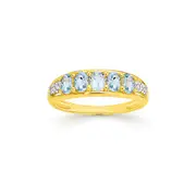 9ct Gold Blue Topaz & Diamond Ring in Blue