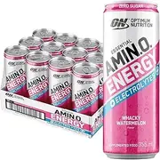 OPTIMUM NUTRITION Amino Energy + Electrolytes Sparkling Hydration Drink, Watermelon Flavour, 355ml, 12 Pack