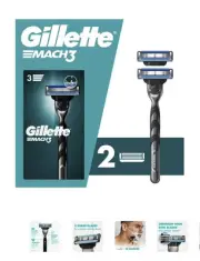 Gillette Mach3 Razor Men 3 Blade Manual Razor ,1 Handle and 2 Blade Refills...