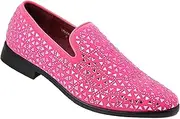 [Enzo Romeo] SPK27 Men's Rhinestone Sparkling Suede Dress Shoes Loafer Classic Designer Moccasins