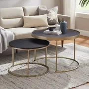 Criterion Nested Set 760mm Gold Metal Frame Dark Oak