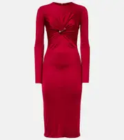 [Versace] Versace Safety Pin gathered jersey midi dress AU 18 red