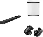 Smart Ultra Soundbar with Dolby Atmos Plus Alexa, Black with Bose Bass Module 700, White and Bose Ultra Open Earbuds, Black Bundle
