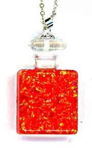 OPAL MOSAIC PENDANT, bottle shaped Mexican fire opal necklace, opal jewelry